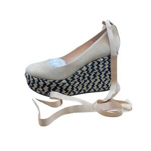 NIB Free People CHARADE Women's Beige Espadrille Wedge Shoes Suede Camel Size 39